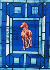 Vitrail cheval lusitanien alezan